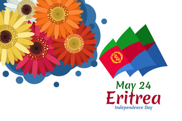 May 24, Independence Day of Eritrea  vector illustration. Suitable for greeting card, poster and banner.