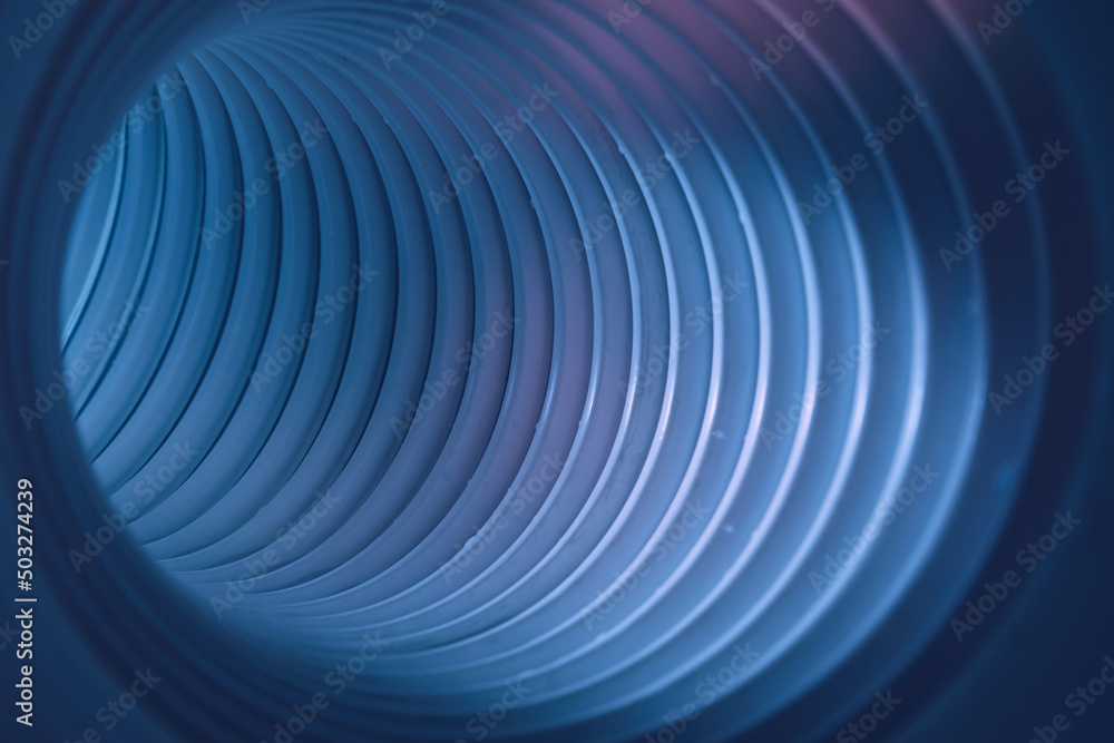 Poster Beautiful round abstract blue tunnel with color light on a background pattern textured ford design.