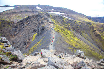 Contrasting weather of the mountainous landscape in Iceland