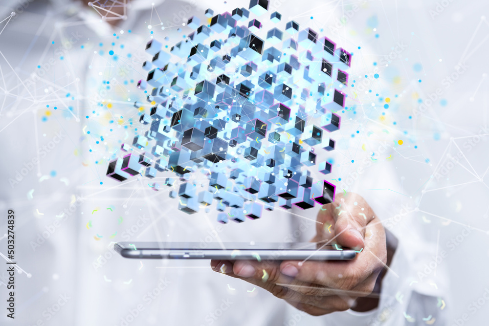Poster data cloud digital 3d computer