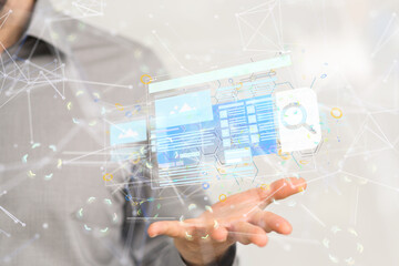 web develop interface web application in hand