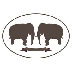 vector illustration of sign with elephants and ribbon