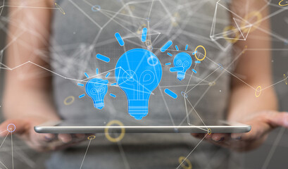 Neural network 3D illustration. Big data and cybersecurity