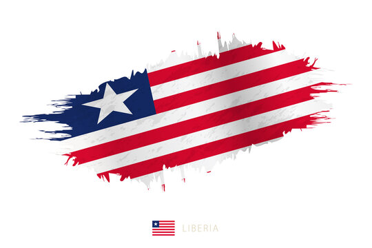 Painted brushstroke flag of Liberia with waving effect.