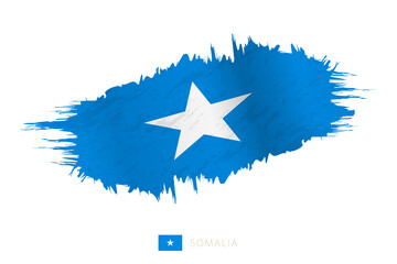 Painted brushstroke flag of Somalia with waving effect.