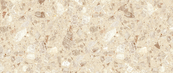 texture of a stone beige ivory terrazzo chips mosaic crystal gypsum quartz marble stone slab...