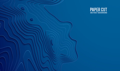 Paper cut banner concept. Paper carve blue gradient for card poster brochure flyer design in blue colors. 3d abstract background