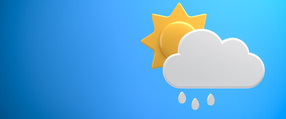 3D Weather forecast web banner series: Sunshine, partly cloudy and little rain. - obrazy, fototapety, plakaty