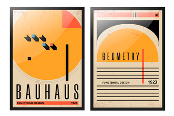 Bauhaus minimal poster for wall, brochure geometry layout, cool business decor