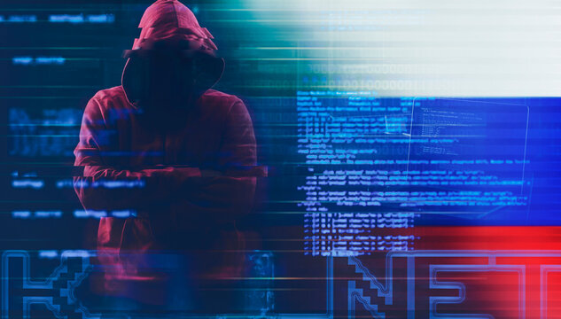 russian hacker  cybe war concept