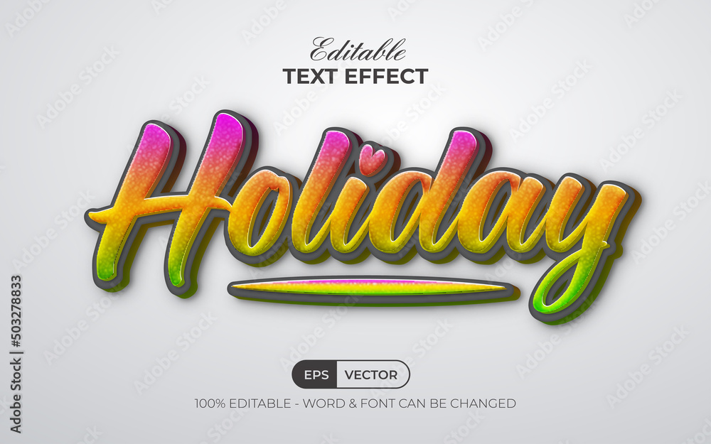 Poster holiday text effect colorful style. editable text effect.
