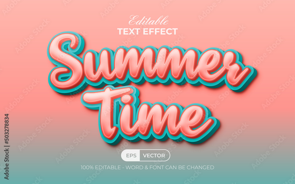 Poster summer time text effect orange style. editable text effect.