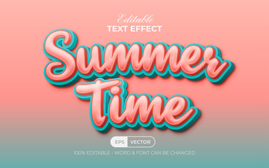Summer time text effect orange style. Editable text effect.