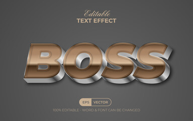 Boss text effect gold silver style. Editable text effect.