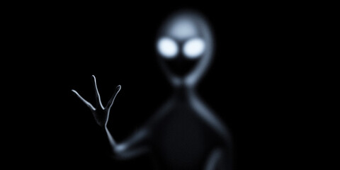 Alien stretches his hand on the dark © Rashevskyi Media