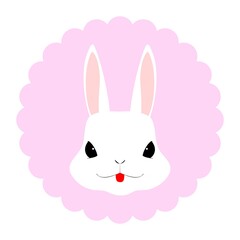 舌を出したウサギの顔のアップ　イラスト素材