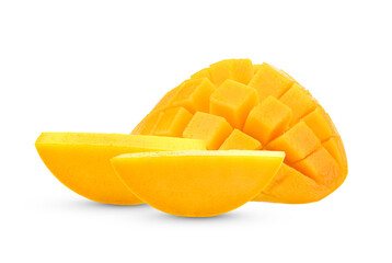 Sliced mango isolated on white