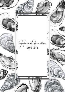 Template for menu with hand drawn oysters