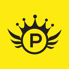 Letter P Queen Logo Design vector temp  Rcrown logo Elegant monogram gold logo for Royalty,
