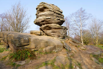 Fototapeta na wymiar Heavily eroded gritsone outcrop in North Yorkshire