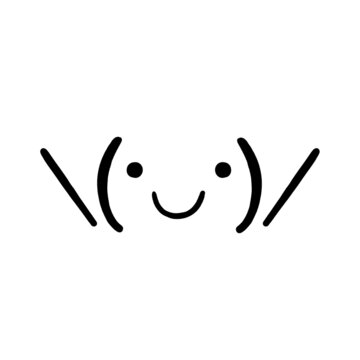 Drawn by hand kaomoji / text japanese emoji. Happy / hug