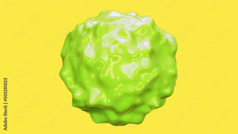 Aufkleber looping 3d animation of the abstract morphing creamy apple green yogurt sphere rendered in uhd with 