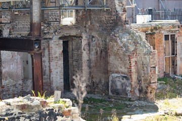 derelict building with scaffolding