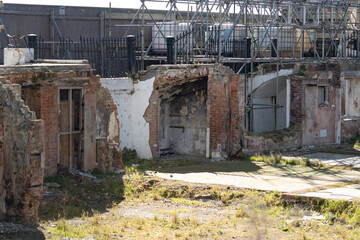 derelict building with scaffolding