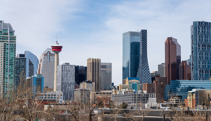 City skyline of downtown Calgary, Alberta, Canada. - obrazy, fototapety, plakaty