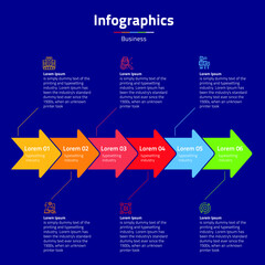 Business infographic process with amazing colors design with icons. Vector illustration