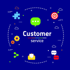 Naklejka premium Customer care with icons colors