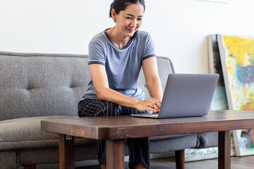 woman work using computer hand typing laptop keyboard contact us.student study learning education online.adult professional people chatting search at office.concept for technology device business