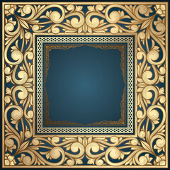 Golden ornate decorative vintage design template blank frame