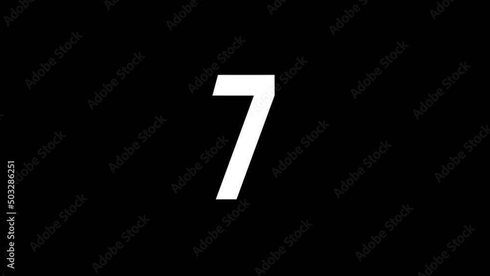 Poster white picture of seven on a black background. prime number, counting. teaching. distortion liquid st