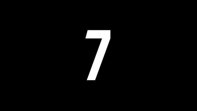 White picture of seven on a black background. prime number, counting. teaching. Distortion liquid style transition icon for your project. 4K video animation for motion graphics and compositing.