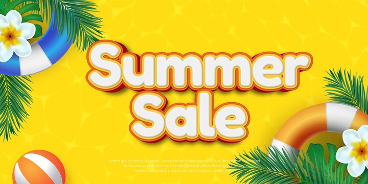 Editable text effect, summer sale style illustrations