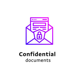 Confidential Documents written black color with amazing purple gradient icon