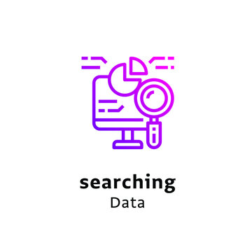 Searching data icon purple logo