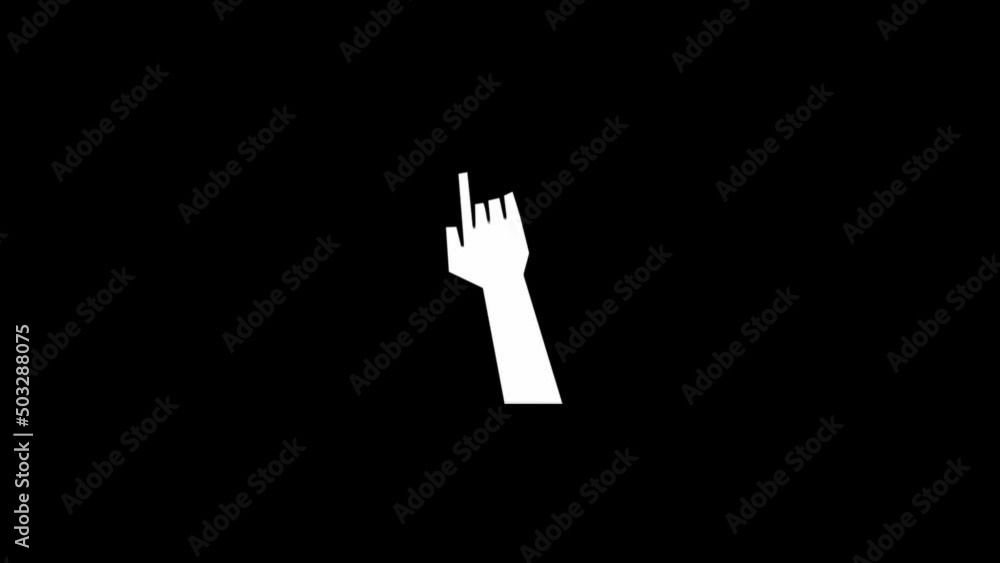 Poster white picture of hand on a black background. hand with index finger. hand with index finger. distort