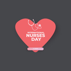 International nurses day vector banner or poster with stethoscope isolated on stylish grey background. vector 12 May Happy nurses day icon or sign design template