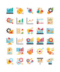 data analytics report business organization flat icon