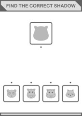 Find the correct shadow Leopard face. Worksheet for kids