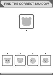 Find the correct shadow Monkey face. Worksheet for kids