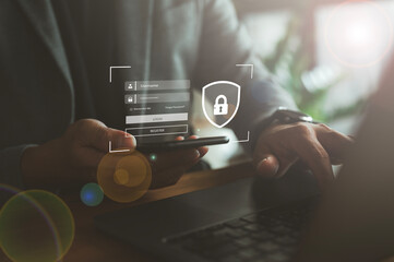 Concept of cyber security, information security and encryption, secure access to user's personal information, secure Internet access, cybersecurity.