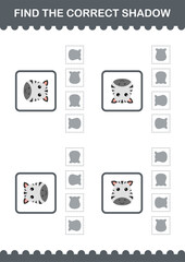 Find the correct shadow Zebra face. Worksheet for kids