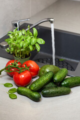 Washed vegetables in the kitchen