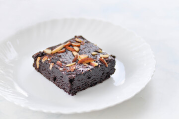 brownie, chocolate cake with almond