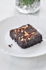 brownie, chocolate cake with almond