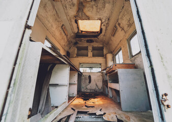 Old rusty cars for safari in the jungle of Africa