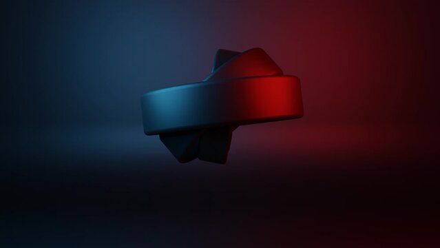 rotating 3D rings animation with blue and red light